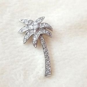 Sterling Silver CZ Palm Tree Pendant